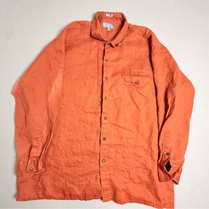 Vintage Christian Dior XL Mens Polo Shirt Cotton Orange Long Sleeve READ